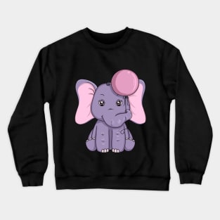 Elephant with big Ears and Ballon Crewneck Sweatshirt